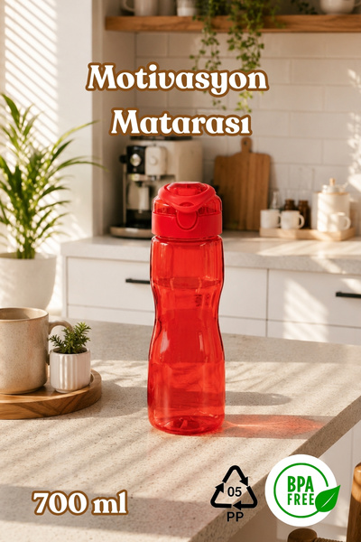 Porsima 911037-C BPA Free Motivasyon Sporcu Su Matarası Tritan Suluk 0,7lt Su...
