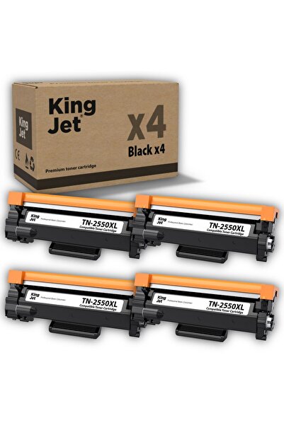 KingJET Brother Uyumlu TN-2550XL Yüksek Kapasiteli (4'lü Paket) Muadil Toner ...
