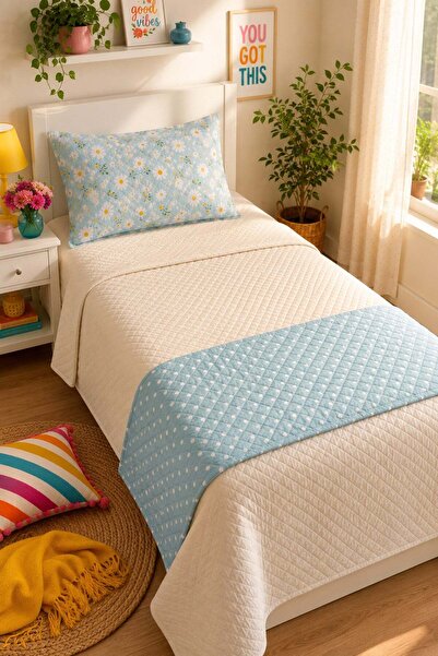 Evdek Single quilted bed runner and pillow set 60x150 cm 6etd1