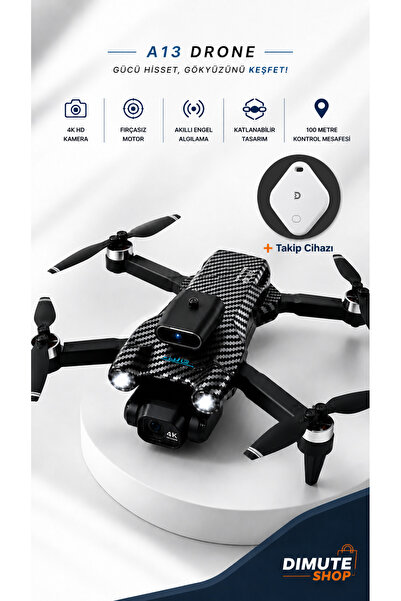Dimute Shop A13 Drone 4K HD Kameralı Fırçasız Motor Akıllı Engel Sensörlü Kat...
