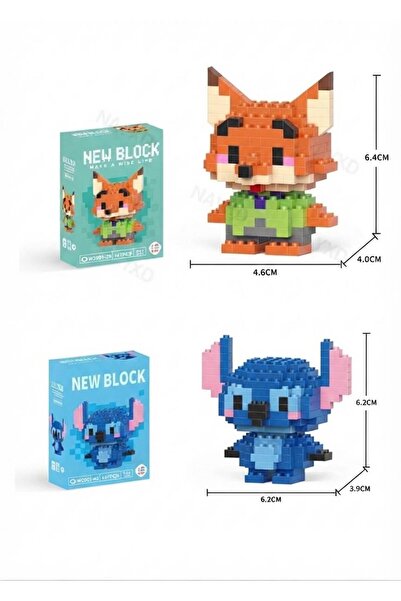 New Block Nick Wilde ve Stitch 2'li Mini Blok Seti, Sevimli Karakterler Yeni ...