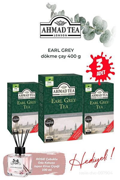 Ahmad Tea Early Grey 3-Pack of Loose Tea 400 g and Room Fragrance
