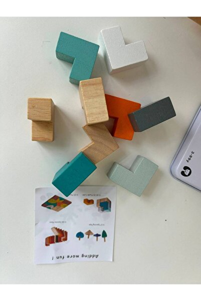 Puzzle Joc Logic Montessori din Lemn – IQ 3D cu 9 Piese și 100 Provocări