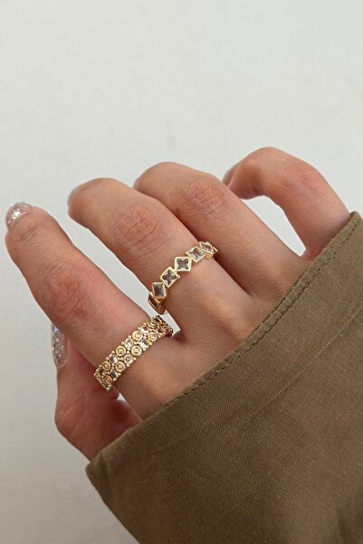 Lavian Accessories 2’li Zoe Gold Yüzük Seti (AYARLANABİLİR)