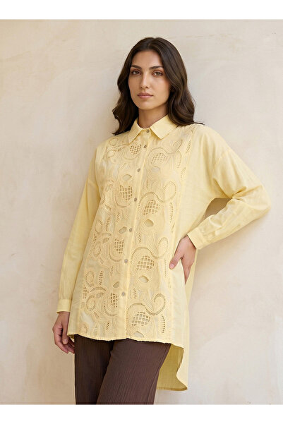Iconic Embroidered Cotton Shirt High-Low Hem