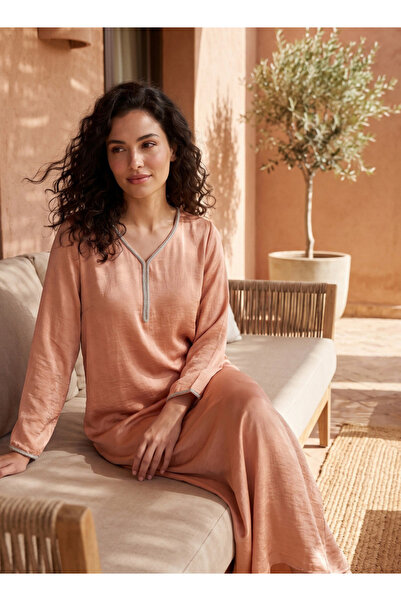 FAV Night Gown Long Sleeves Embellished