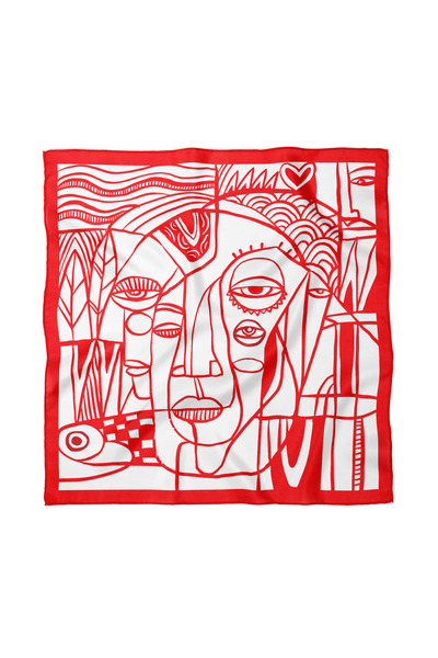 Sultan İpek Artistic Patterned Scarf / Bandana 70X70Cm