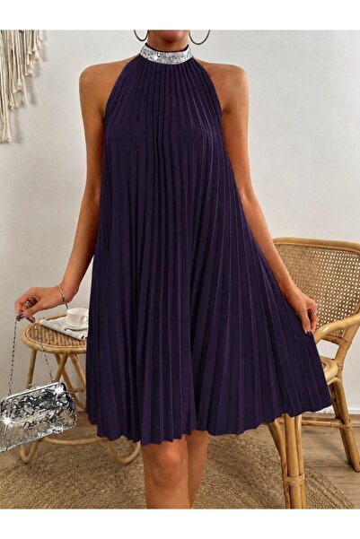 Şeker Portakalım Women's Turtleneck Off-The-Shoulder Pleated Short Janjan Cre...
