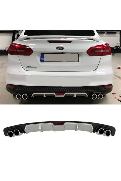HasAkman Ford Focus 3 Gri Difüzör 4 Krom Egzoz Görünümlü Difizör Arka Ek Body...