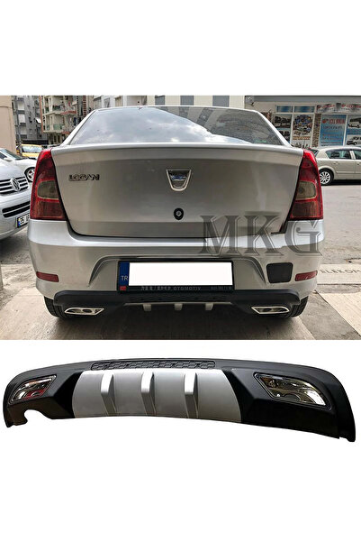 HasAkman Dacia Logan Sedan Difüzör Difizör Gri + Kare Egzoz Görünüm C Tip