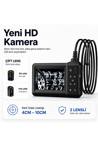 uninet 20 Metre Ekranlı 2 Kameralı Endoskop Yılan Kamera