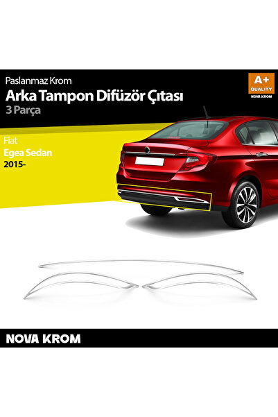 Nova Krom Fiat Egea SD Krom Arka Tampon Difüzör Çıtası 3 Prç. 2015 Üzeri