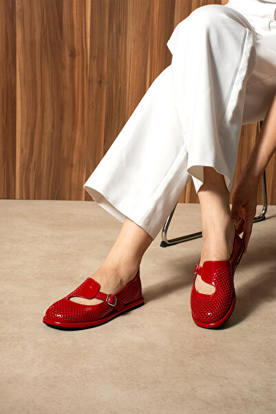 DUXAL SHOES Mandy Kadın Hakiki Deri comfort Taban Tokalı Delikli Babet