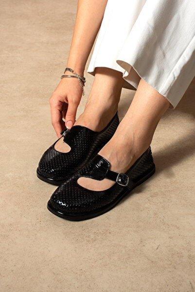 DUXAL SHOES Mandy Kadın Hakiki Deri comfort Taban Tokalı Delikli Babet