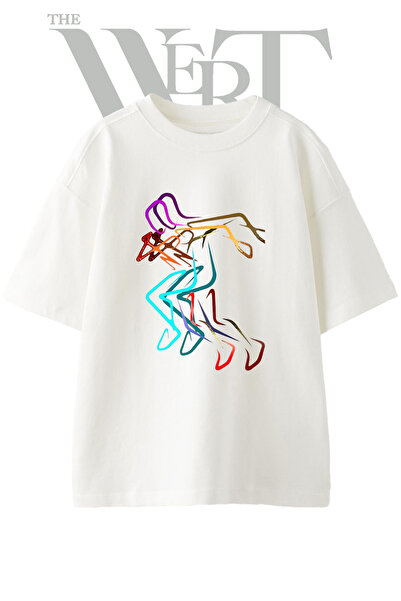 THEWERT Abstract Killer Design Printed Unisex White Oversize T-Shirt