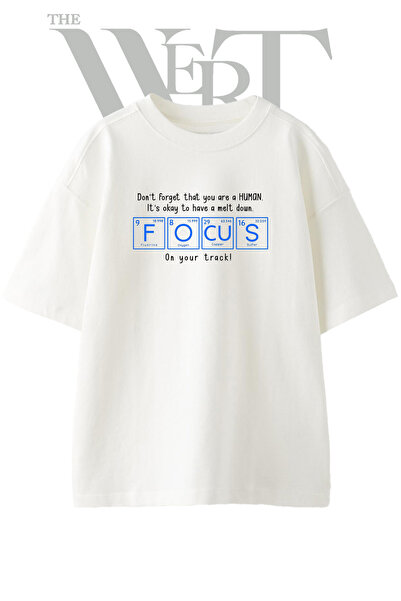 THEWERT Μπλουζάκι Focus Science Design με στάμπα Unisex Λευκό Oversize