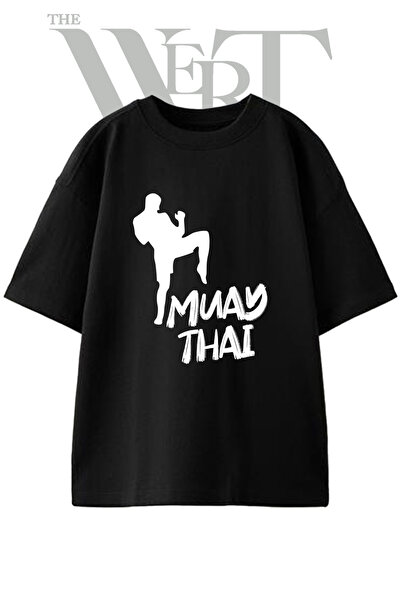 THEWERT Muay Thai_2 dizajn, štampana unisex crna oversize majica