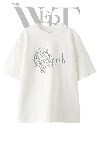 THEWERT Μπλουζάκι Opeth_1 με στάμπα σχεδίου, Unisex, λευκό, oversized