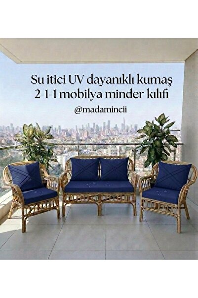 MADAMİNCİ Bahçe Mobilyası Minder Kılıfı 2+1+1 | Balkon Koltuk Minder Kılıfı |...