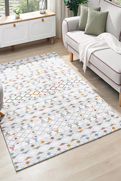 Raschel Carpet Renkli Modern Yıkanabilir Kaymaz Taban Yıkanabilir Halı RCMULT...