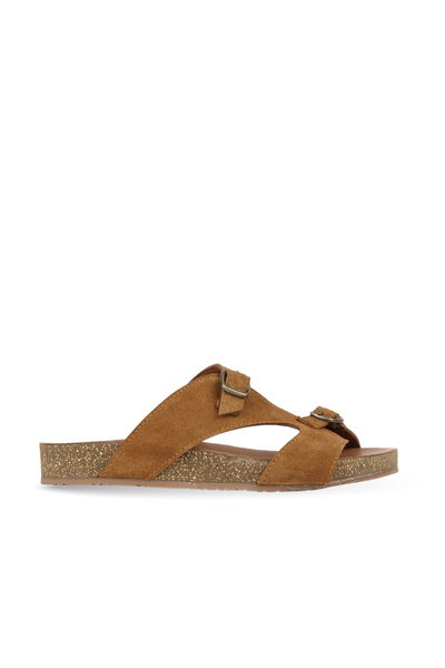 BUENO Tan Suede Women's Flat Slippers