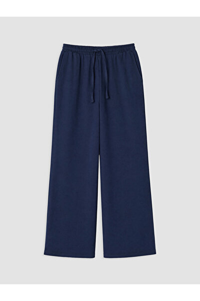 LC Waikiki Navy Blue Women's Wide Leg Pants with Elastic Waist