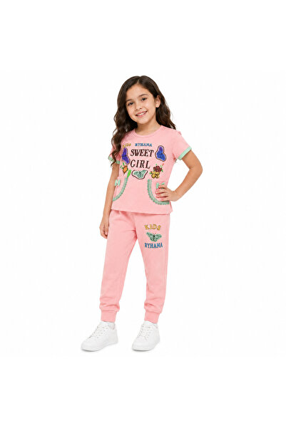 Generic Brand Girls' Casual Set T-Shirt and Trousers with Butterfly Prints