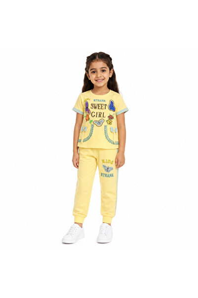 Generic Brand Girls' Casual Set T-Shirt and Trousers with Butterfly Prints