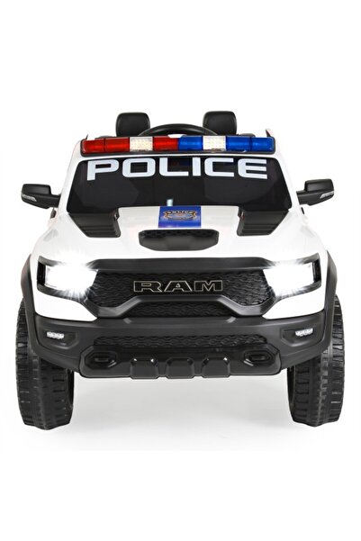 RAM Mammoth 1000 White Jeep Poliție Electric, 2x35W, 12V, MP3, Bluetooth, Lic...