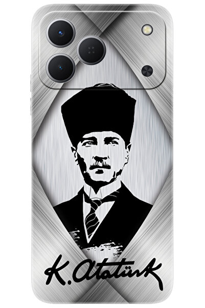 TECNO Spark 50 4G (KN4n) Uyumlu Kılıf Desen Baskılı Silikon Atatürk Tasarım S...