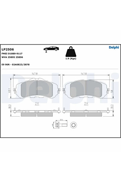 DELPHİ Set Placute Frana Frana Disc Citroen Berlingo Peugeot 308 2/Rifter 201...
