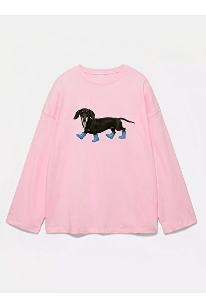 Disante 100% bumbac, cu potrivire oversize, cu imprimeu Hot Dog - Tricou cu m...