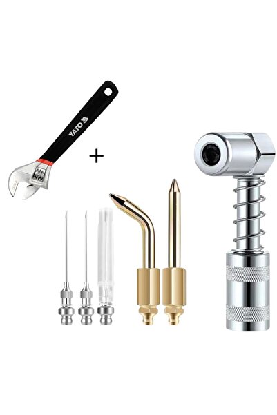 OEM 90° elbow coupler, L fixed part 7.5cm and 3.4cm elbow + 5 pcs grease nipp...