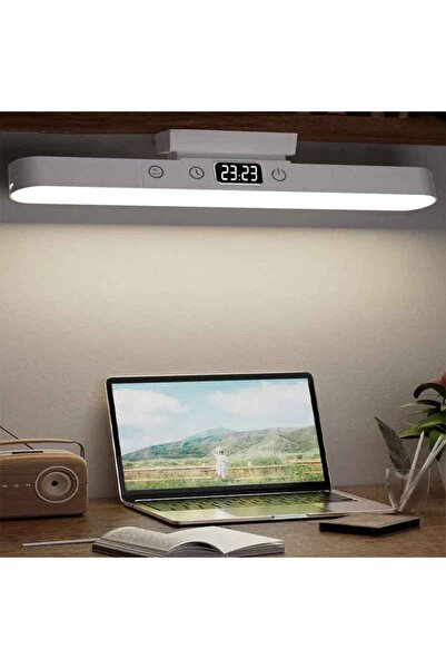 Monozone Şarj Edilebilir Manyetik LED Okuma Lambası USB Dokunmatik Saat Göste...
