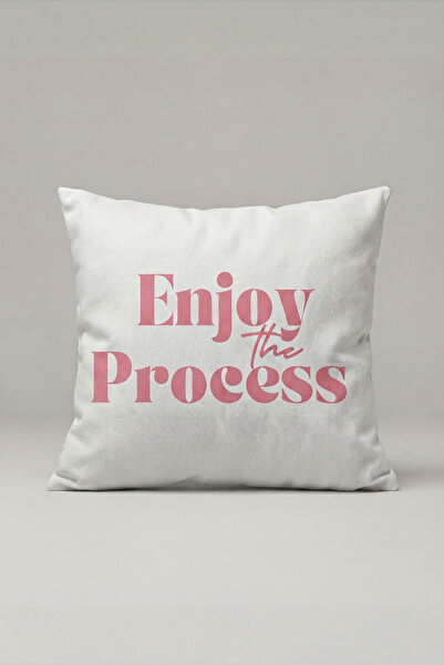 Generic Brand غطاء وسادة مزين بكتابة "Enjoy The Process" باللون الوردي 243 - ...