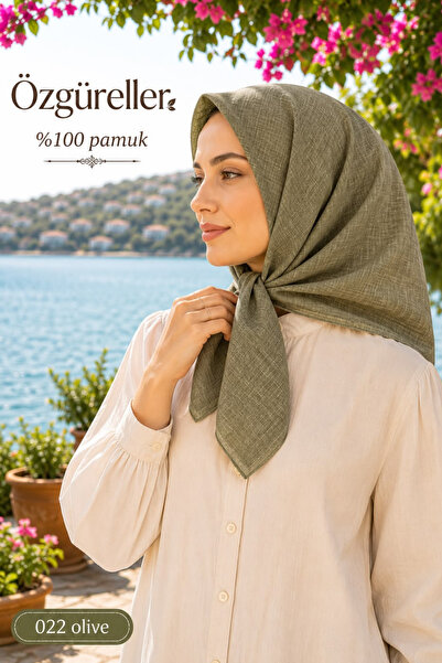 ÖZGÜRELLER Özgüreller, 100x100 cm Taşlanmış Eşarp (Kot Dikişli) , %100 Pamukl...