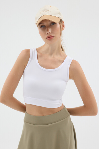 Pavotti Crop top cu bretele groase și centură pentru femei