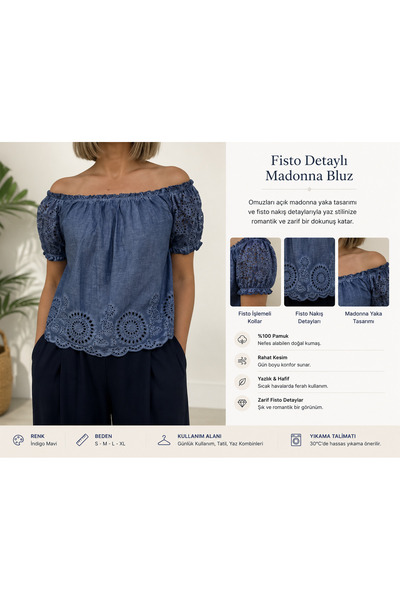 MARKAOUTLET Fisto detaylı madonna bluz standart