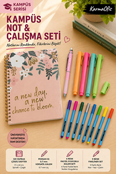KarmaOfis Set za učenje Campus Note, 120 listova, spiralna sveska sa linijama...