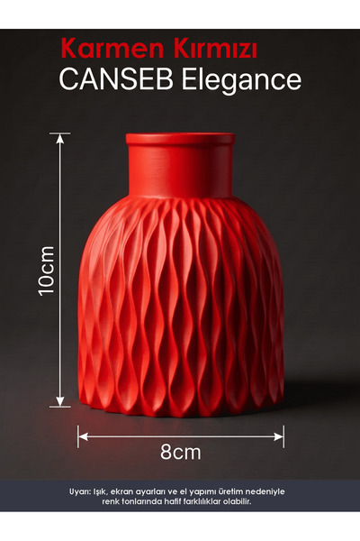 CANSEB Elegance Premium - Karmen Red - Wavy Decorative Vase - 10X8Cm - Hand-P...