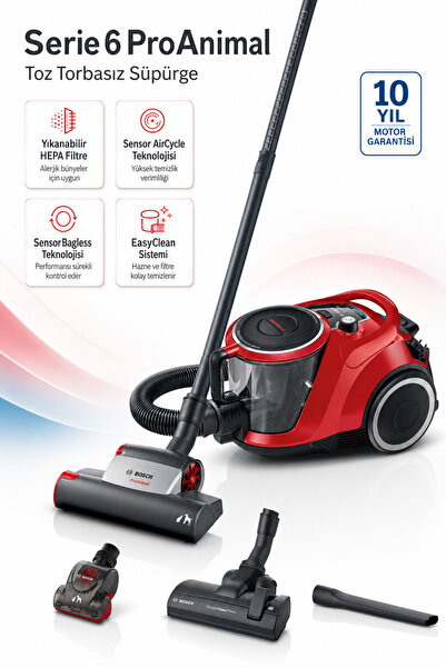 Bosch Turbo Başlık + Mini hayvan Başlığı Serie 6 ProAnimal 700 W Evcil Hayvan...