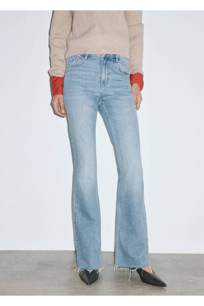 MANGO Woman Fiona orta belli flare jean pantolon