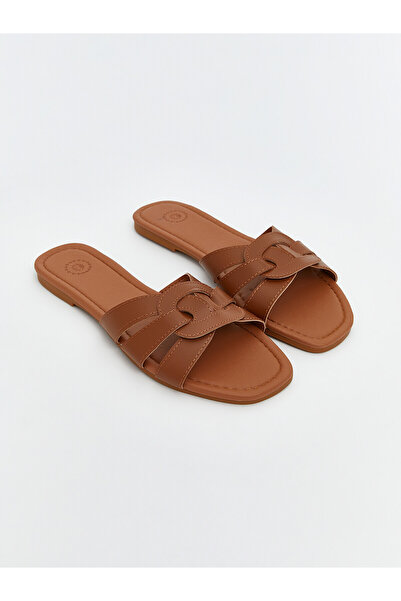 LC Waikiki Peak New Season Leather-Look Women's House Slippers