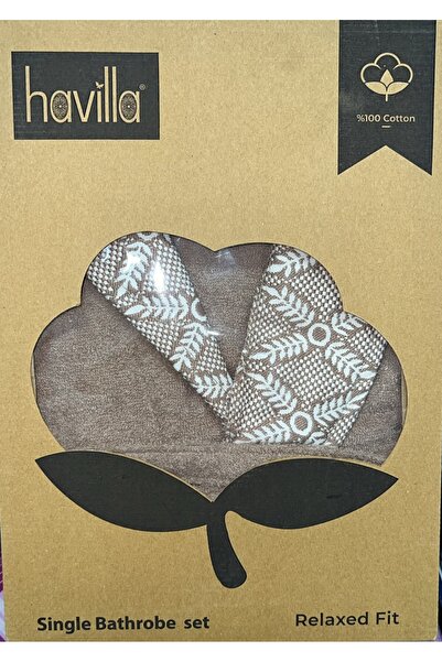 havilla havlu Havilla Jakarlı Bornoz Unisex %100 Cotton