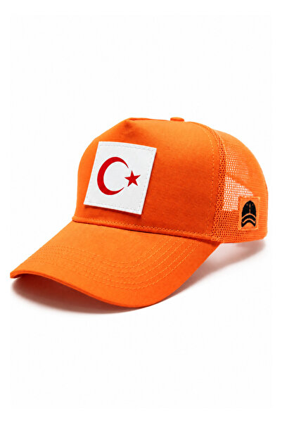 all hats Turkish Flag Printed Patch Detailed Mesh Trucker Baseball Cap