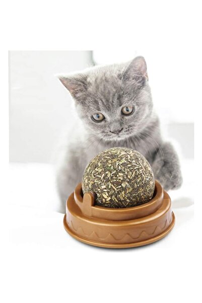 VELOXA Cat Toy Natural Catnip Rotatable Play Ball Khaki