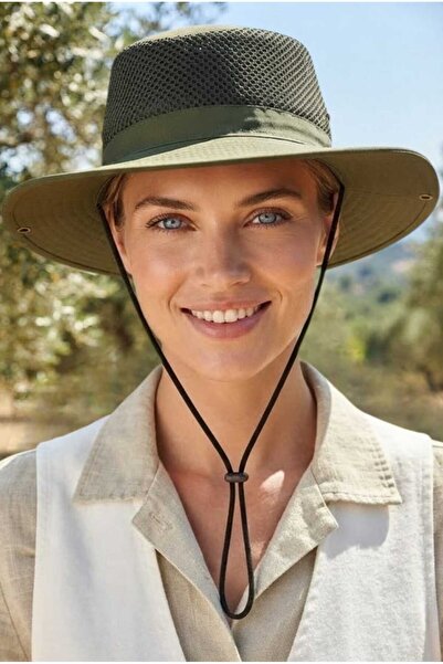 Mood Agenda Women's Mesh Safari Hat Wide Brim Drawstring Breathable Uv Sun Pr...