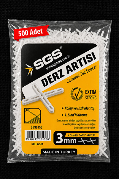 SGS DERZ ARTISI 3 MM OLUKLU (1 paket/500 adet) Fayans Seramik Döşeme Derz Arası