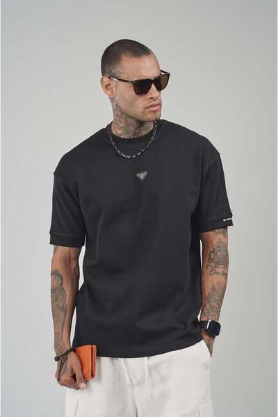 king brich Kingbrich Logo Double Face Ribbed Regular Fit T-Shirt