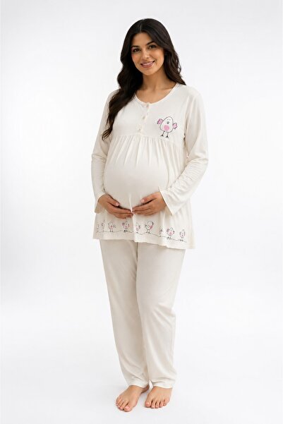 ROSALINDA Chick Patterned Long Sleeve Maternity Pajama Set